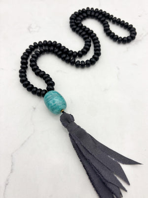 Onyx Gemstone Mala with Silk Tassel