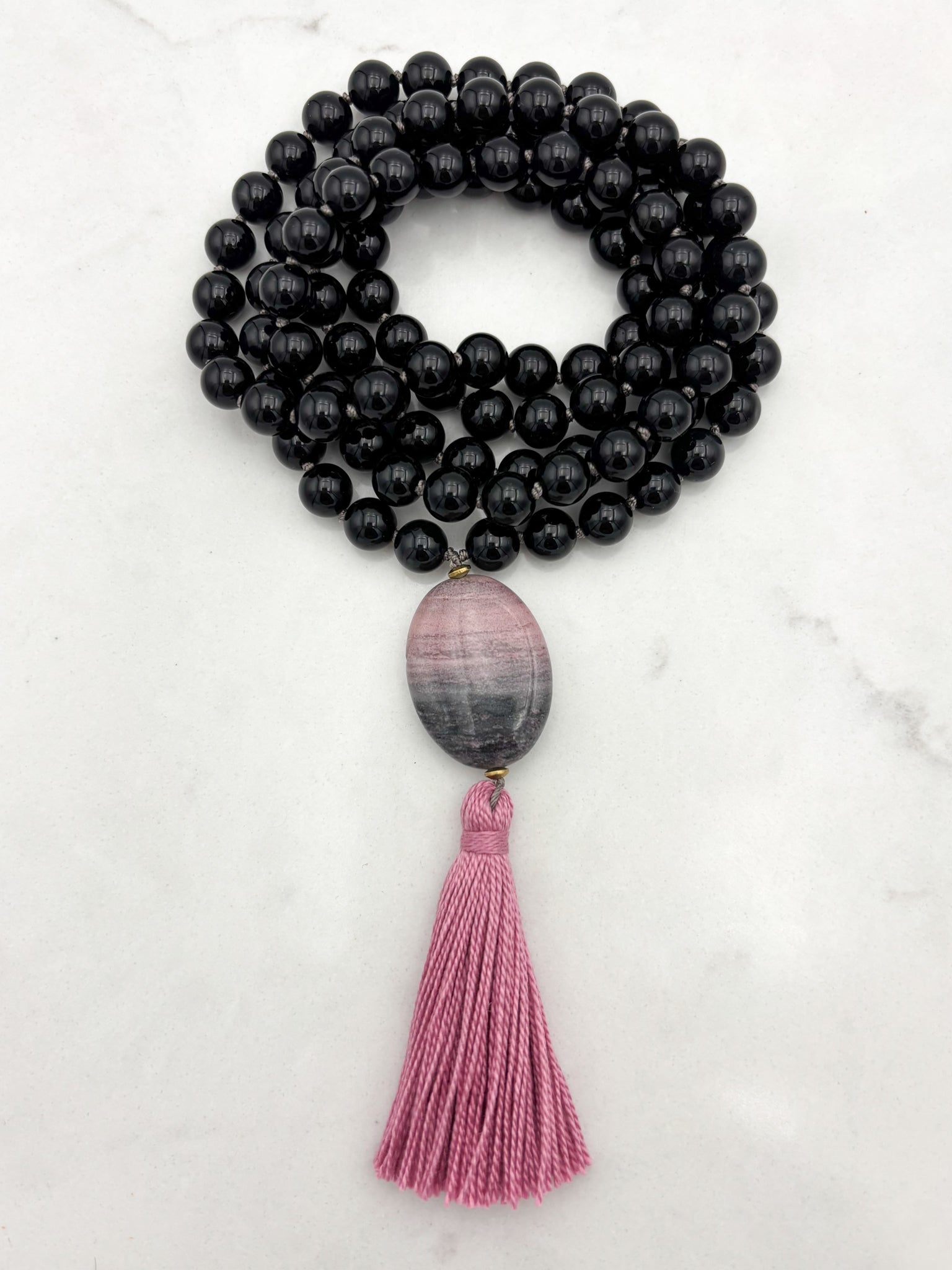 onyx gemstone mala necklace | radiant malas | handmade in boulder, colorado