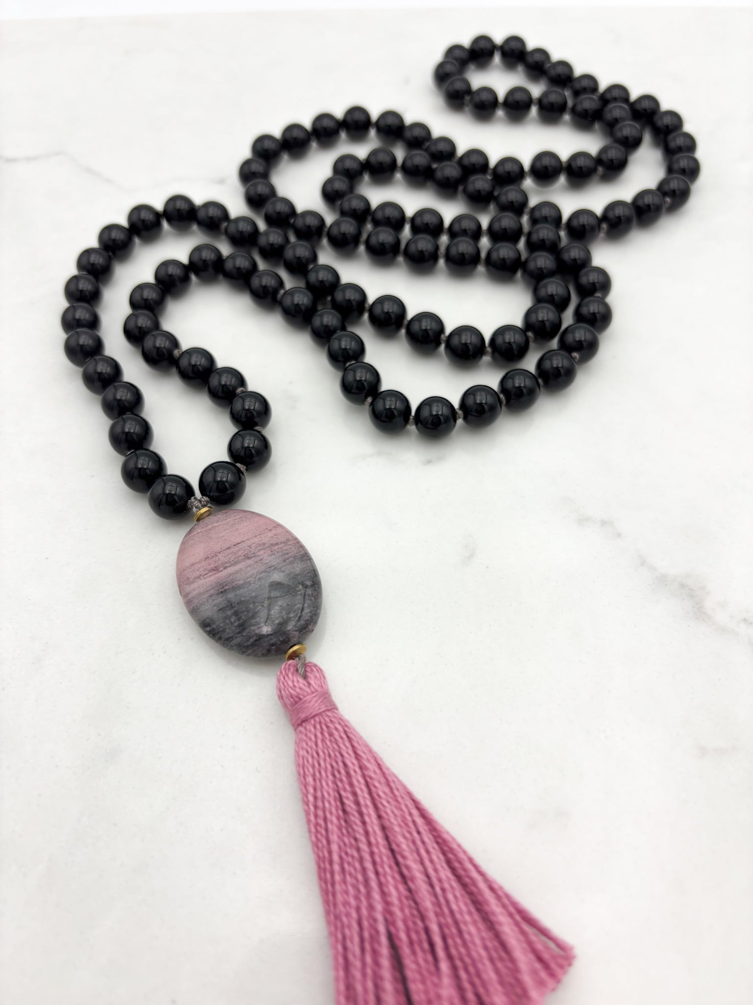 onyx gemstone mala necklace | radiant malas | handmade in boulder, colorado