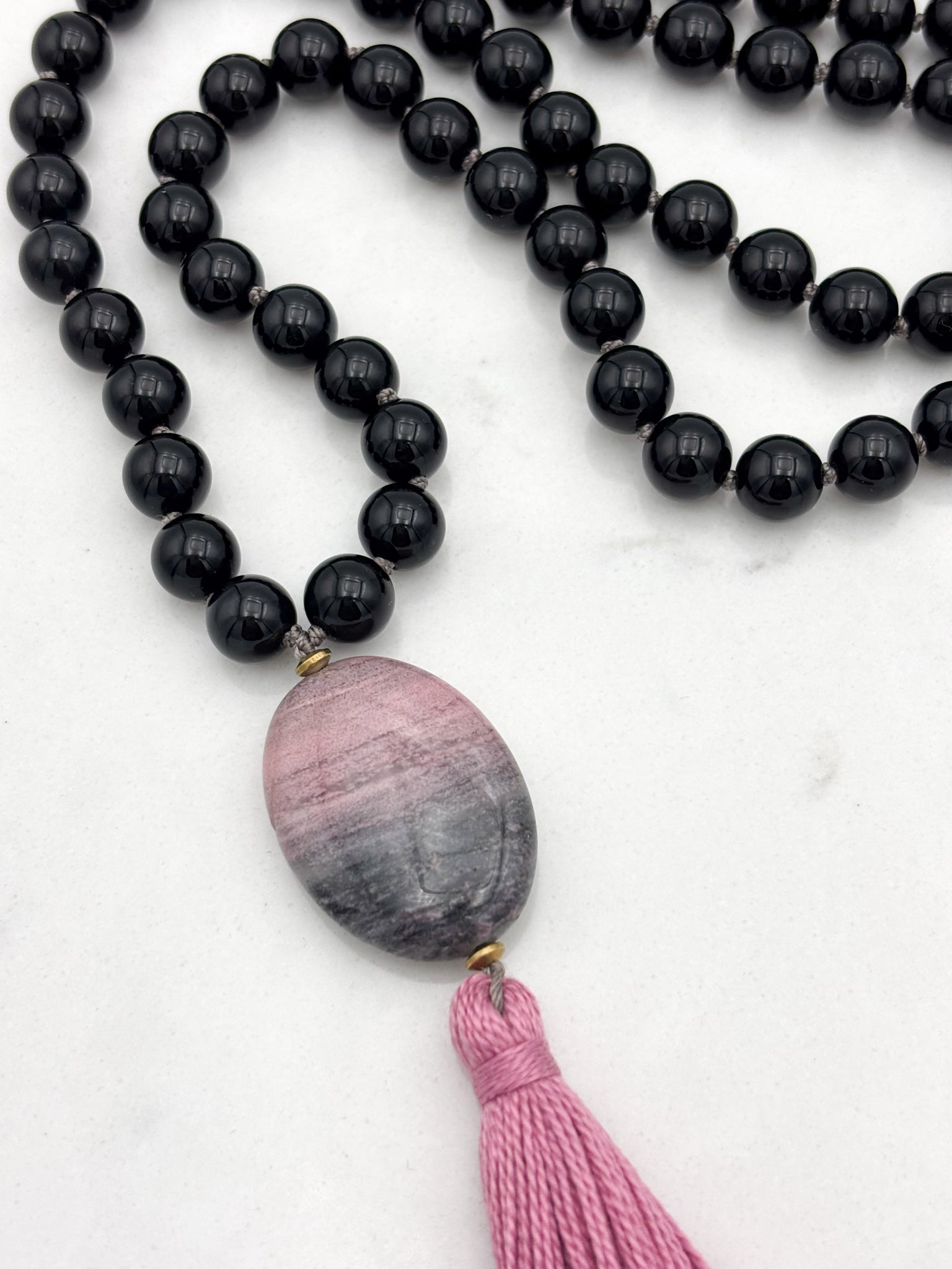 onyx gemstone mala necklace | radiant malas | handmade in boulder, colorado