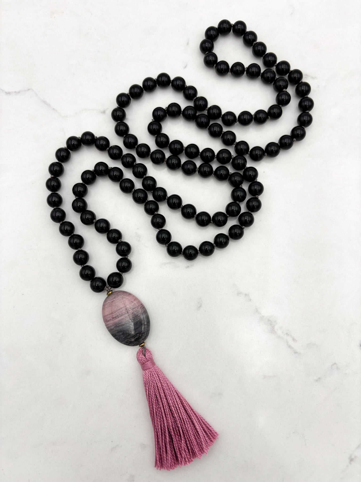 onyx gemstone mala necklace | radiant malas | handmade in boulder, colorado