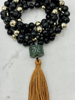 onyx and pyrite gemstone mala | handmade in boulder, colorado | radiant malas