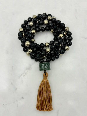 onyx and pyrite gemstone mala | handmade in boulder, colorado | radiant malas