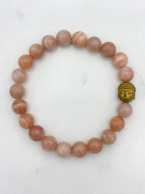 peach moonstone gemstone bracelet | radiant malas | handmade in oulder, colorado