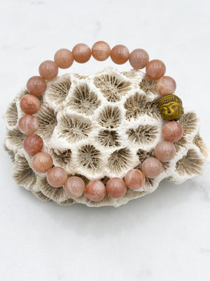 peach moonstone gemstone bracelet | radiant malas | handmade in oulder, colorado
