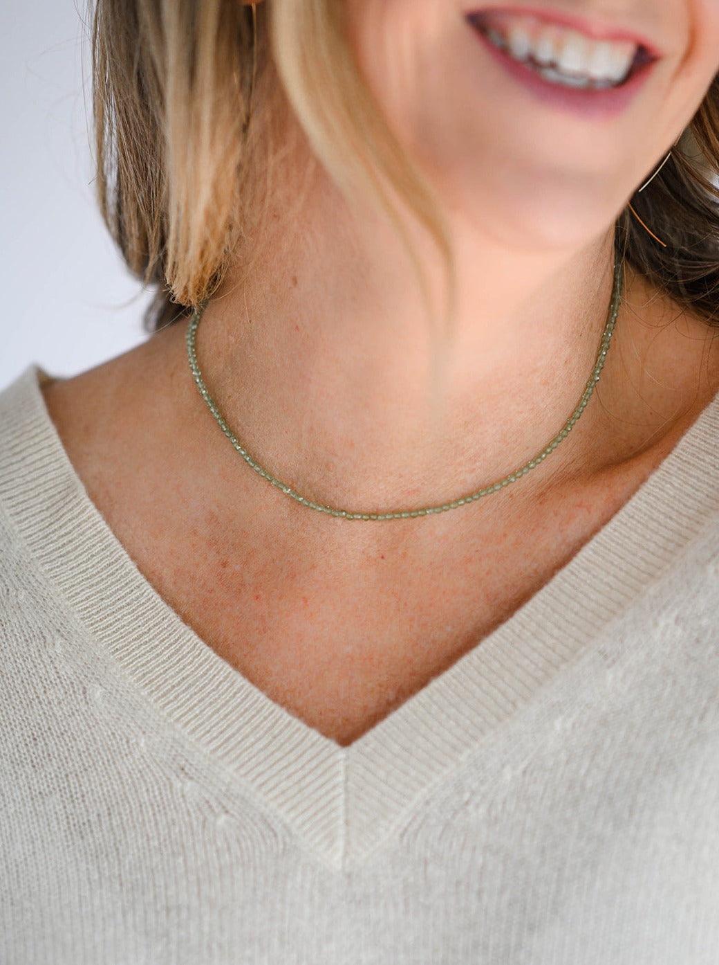 peridot 16" tiny gemstone necklace | radiant malas | handmade in boulder, colorado