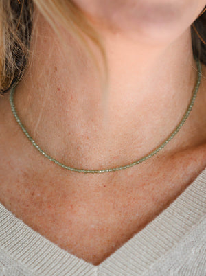 peridot 16" tiny gemstone necklace | radiant malas | handmade in boulder, colorado