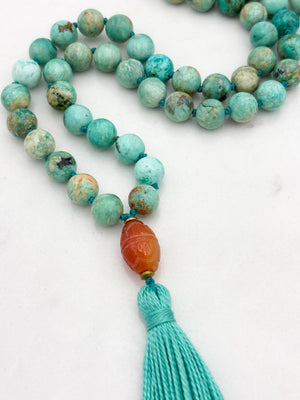 Peruvian Turquoise mala necklace | radiant malas | handmade in boulder, colorado
