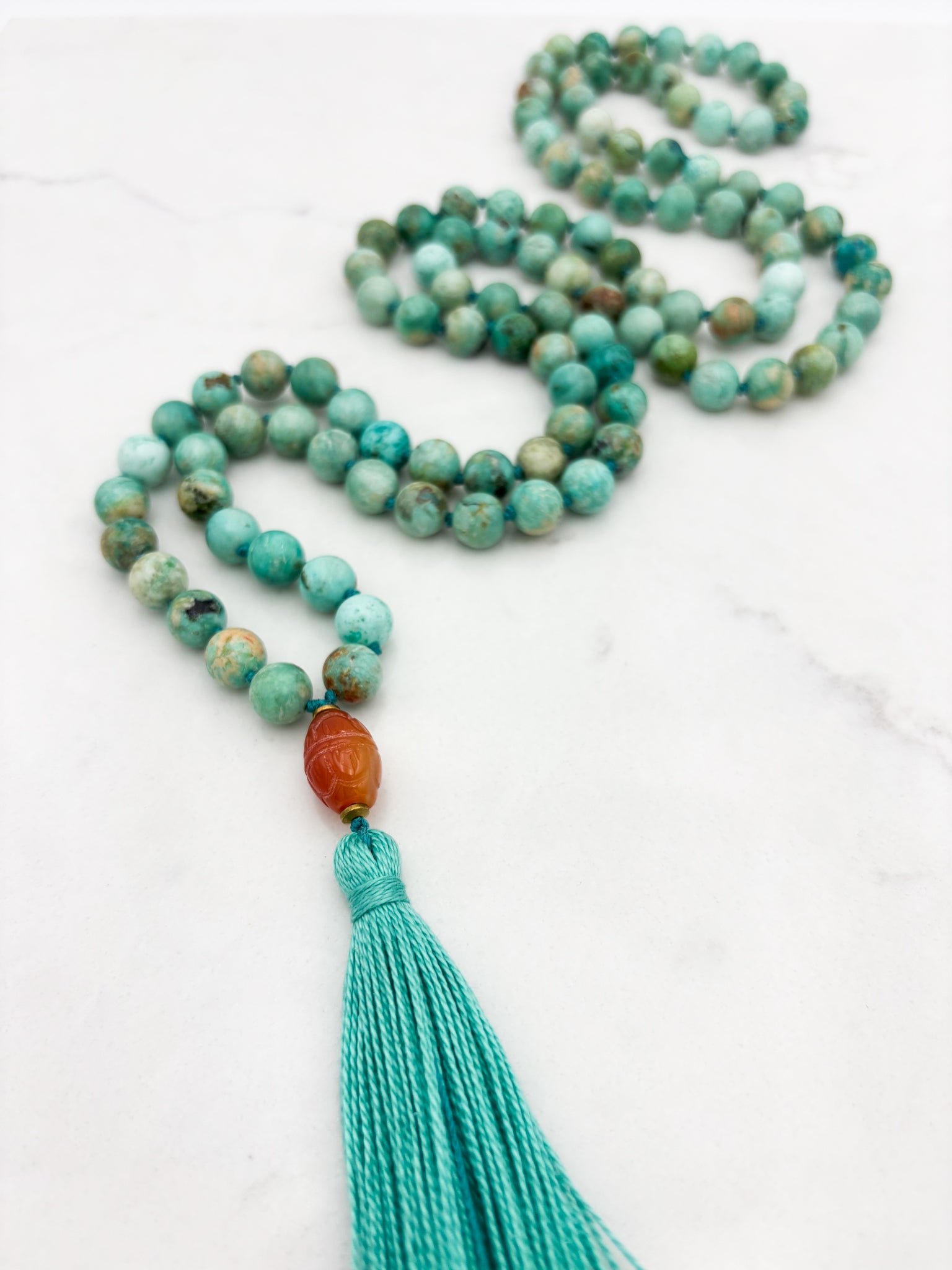 Peruvian Turquoise mala necklace | radiant malas | handmade in boulder, colorado