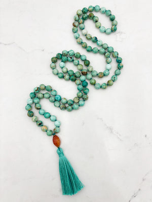 Peruvian Turquoise mala necklace | radiant malas | handmade in boulder, colorado
