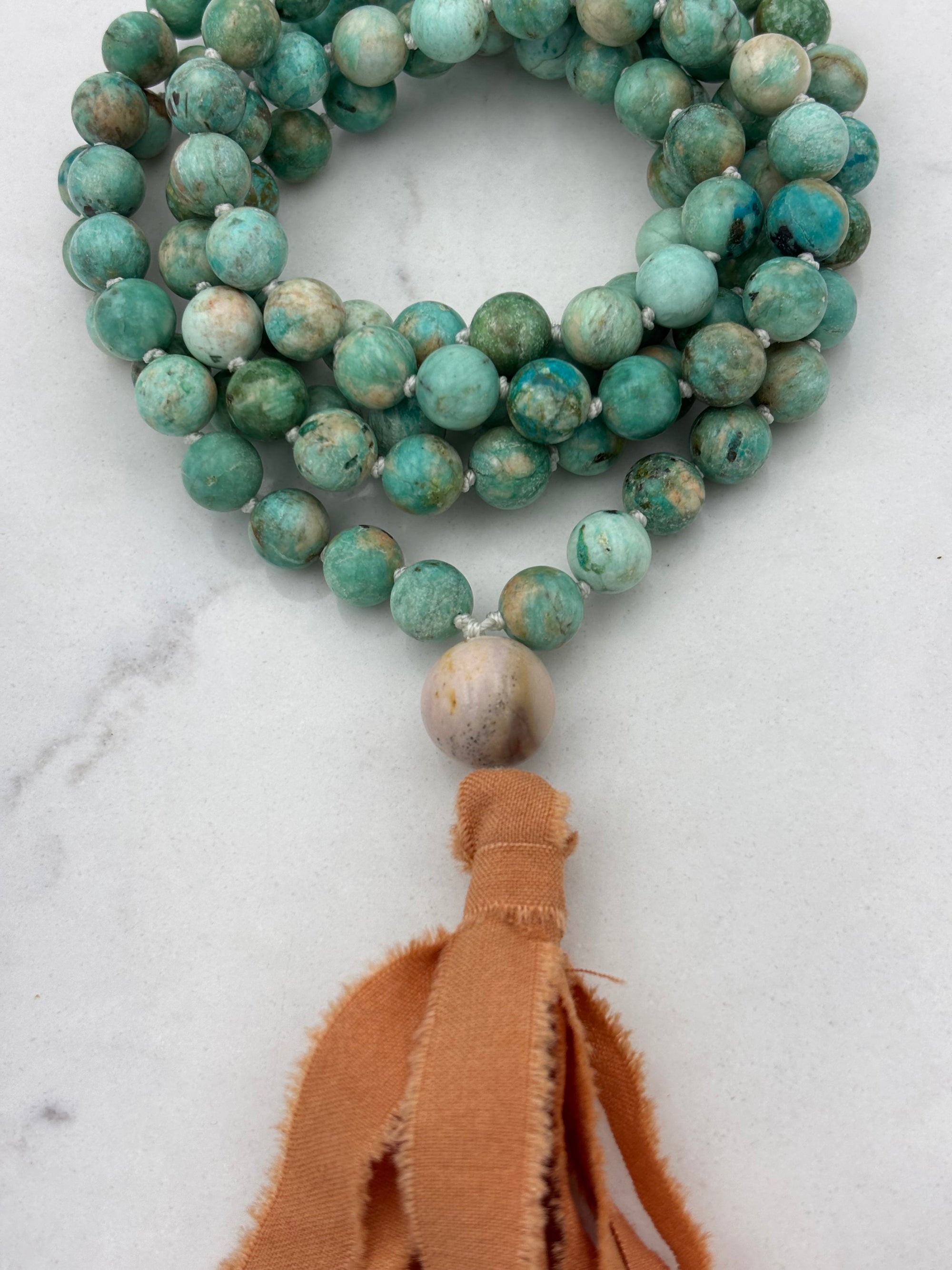 peruvian turquoise gemstone mala necklace | radiant malas | handmade in bulder, colorado