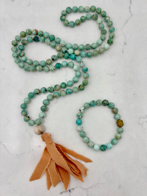 peruvian turquoise gemstone mala necklace | radiant malas | handmade in bulder, colorado