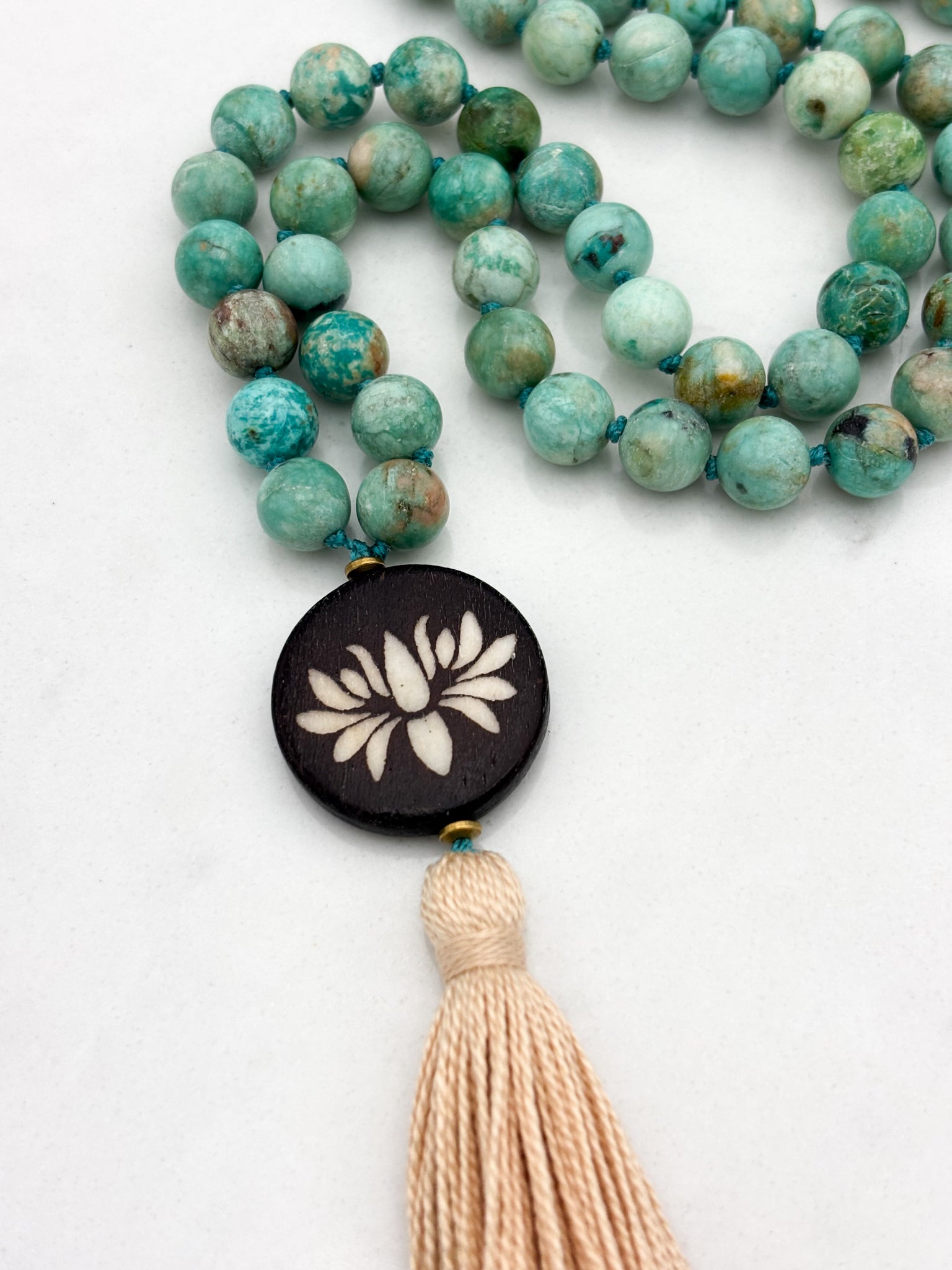Peruvian Turquoise mala necklace | radiant malas | handmade in boulder, colorado