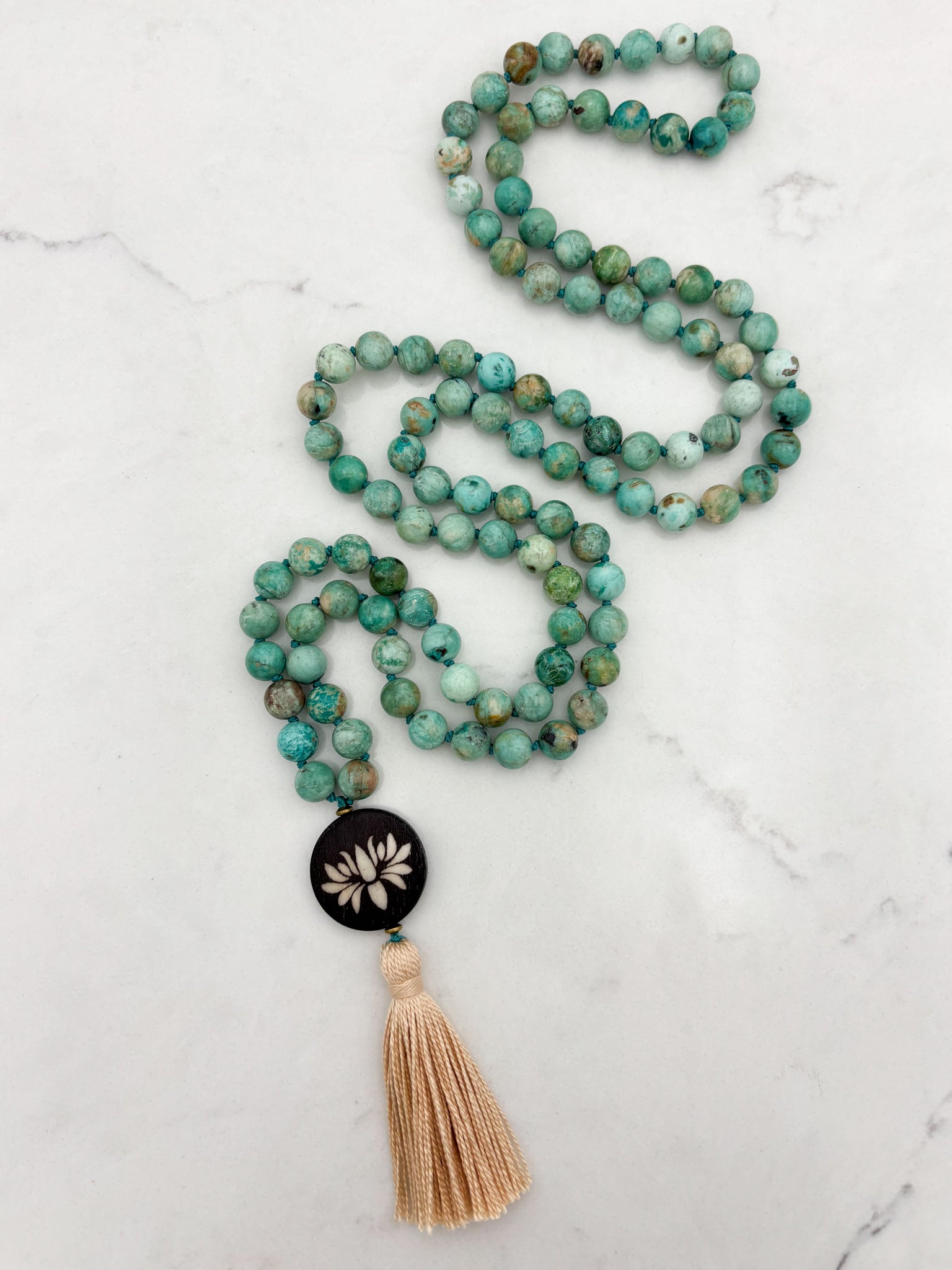 Peruvian Turquoise mala necklace | radiant malas | handmade in boulder, colorado