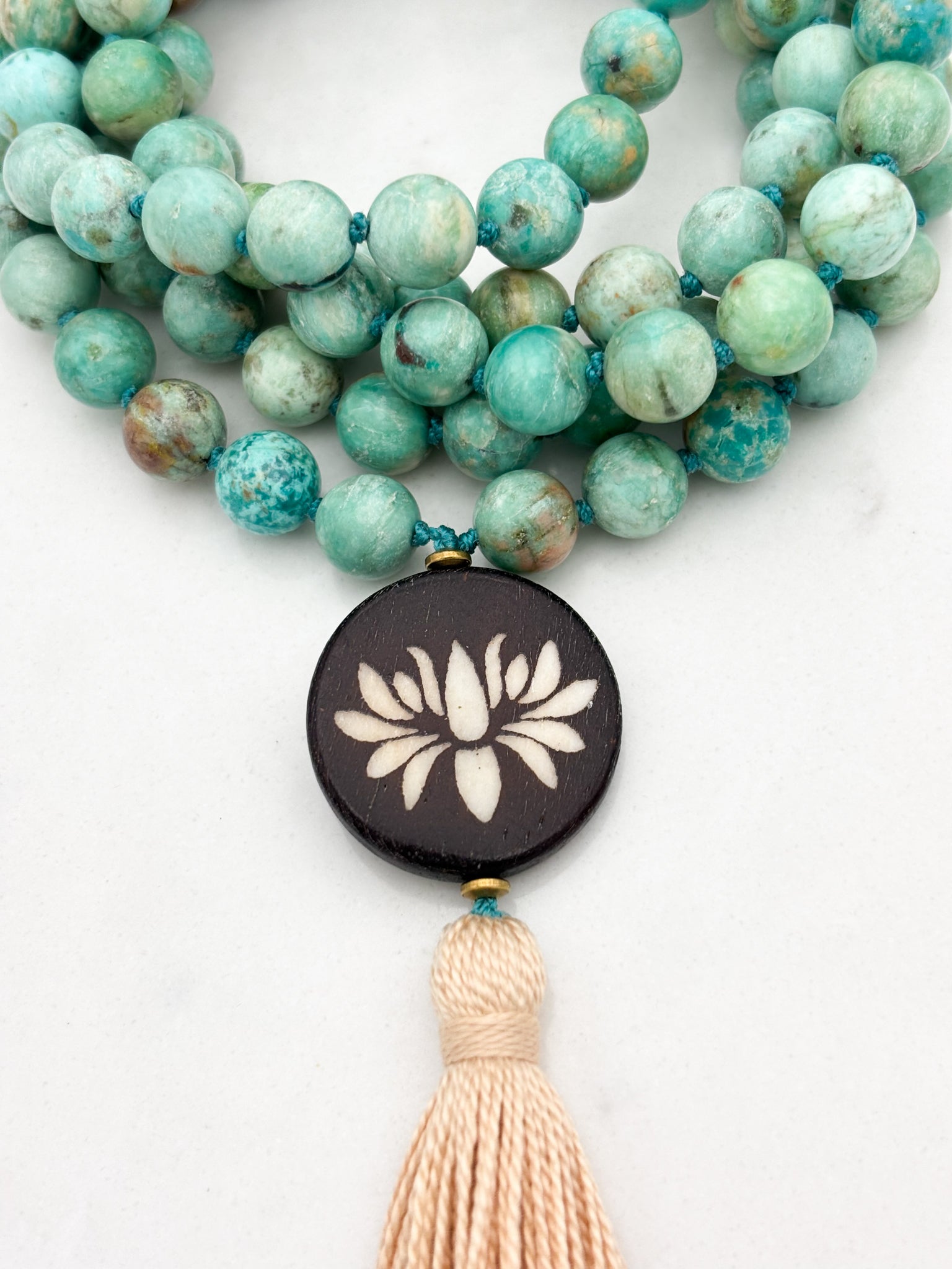 Peruvian Turquoise mala necklace | radiant malas | handmade in boulder, colorado