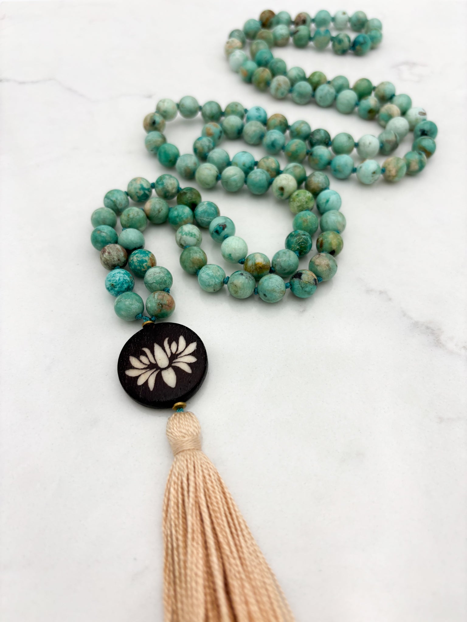 Peruvian Turquoise mala necklace | radiant malas | handmade in boulder, colorado