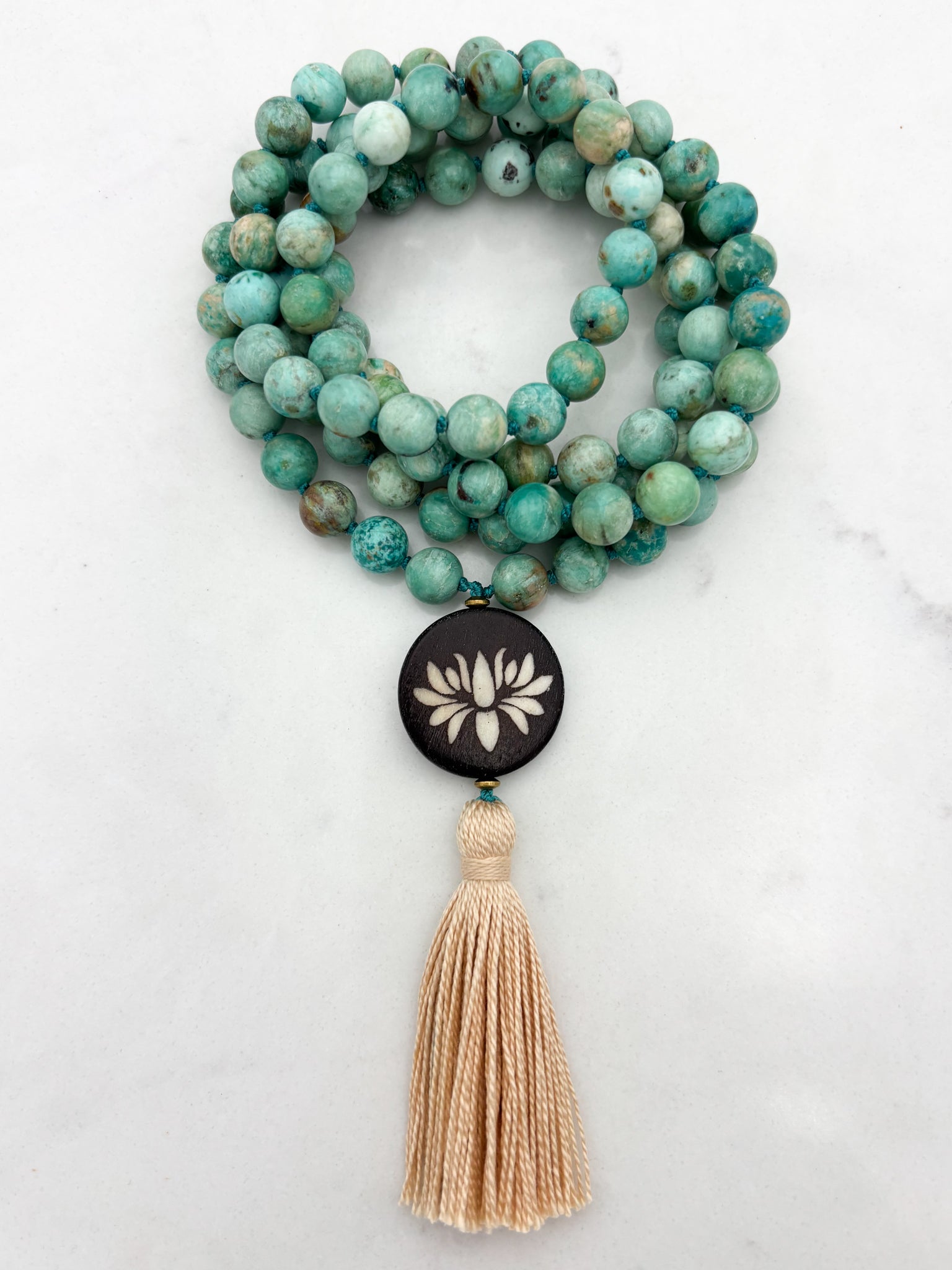 Peruvian Turquoise mala necklace | radiant malas | handmade in boulder, colorado