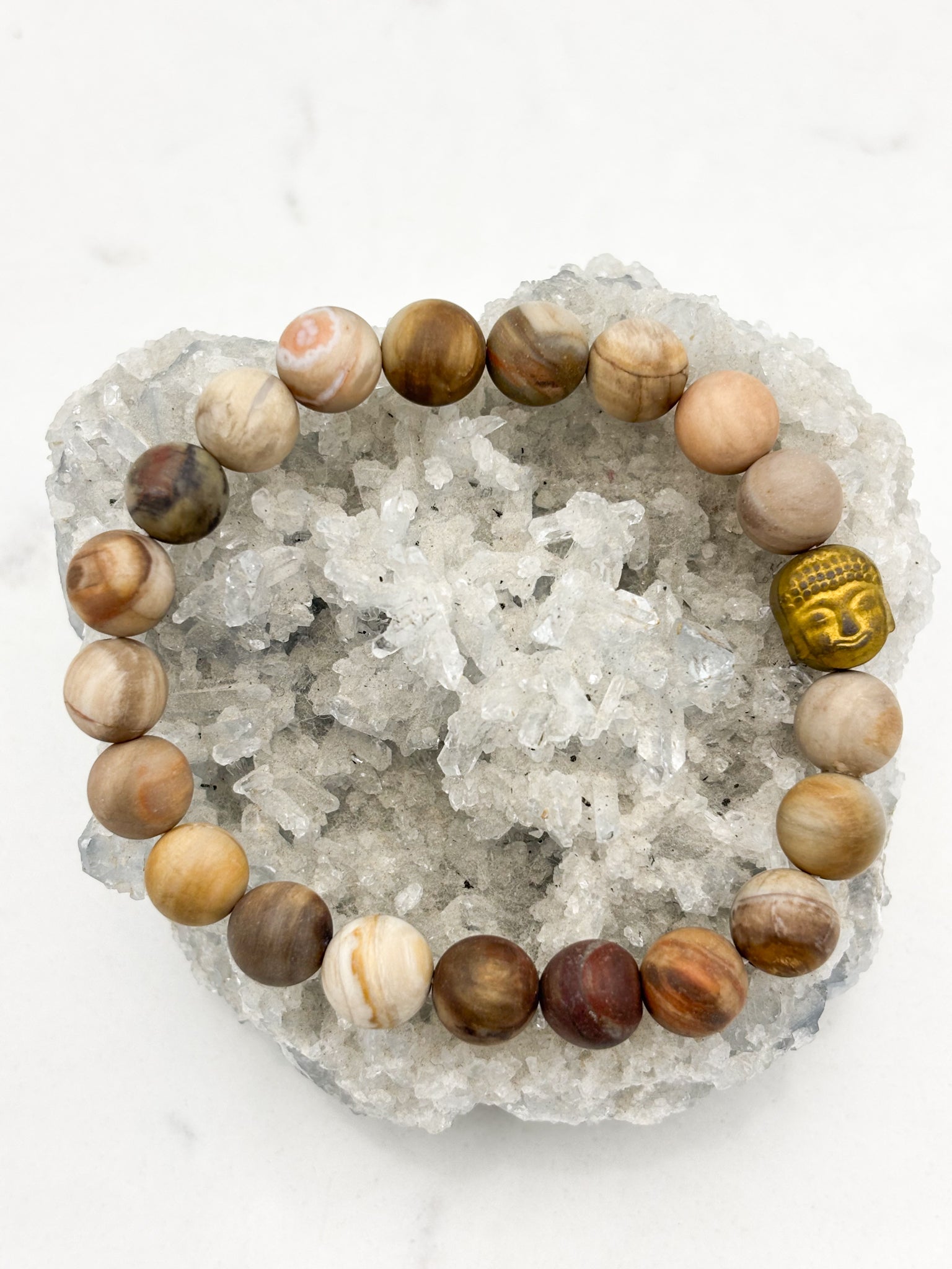 petrified wood gemstone bracelet | radiant  malas | handmade in boulder, colorado