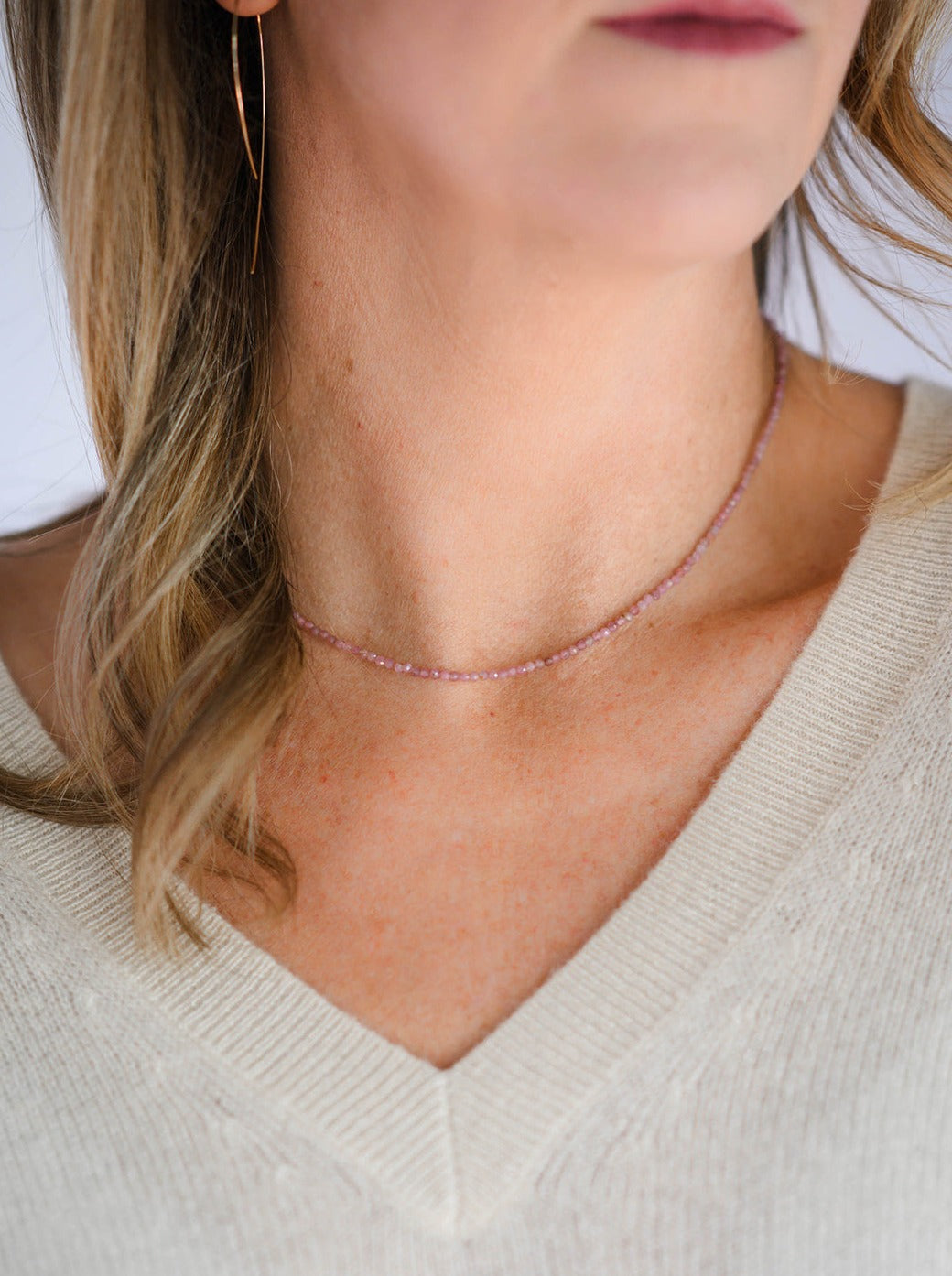 pink tourmaline 16" tiny gemstone necklace | radiant malas | handmade in boulder, colorado