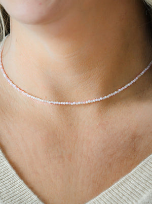 pink opal gemstone necklace 16" | radiant malas | handmade in boulder, colorado