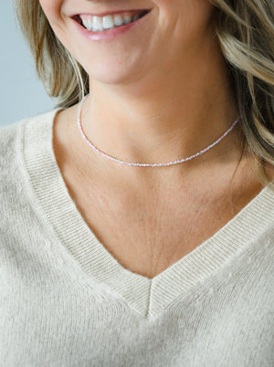 pink opal gemstone necklace 16" | radiant malas | handmade in boulder, colorado