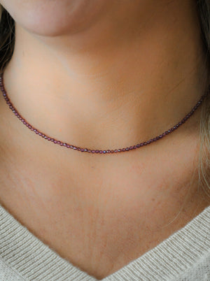 purple garnet 16" tiny gemstone necklace | radiant malas | handmade in boulder, colorado