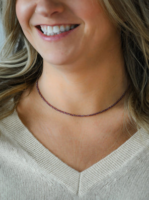 purple garnet 16" tiny gemstone necklace | radiant malas | handmade in boulder, colorado