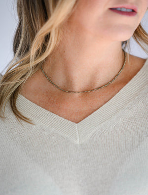 pyrite 16" tiny gemstone necklace | radiant malas | handmade in boulder, colorado