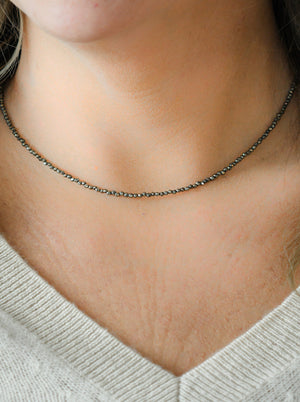 pyrite 16" tiny gemstone necklace | radiant malas | handmade in Boulder 