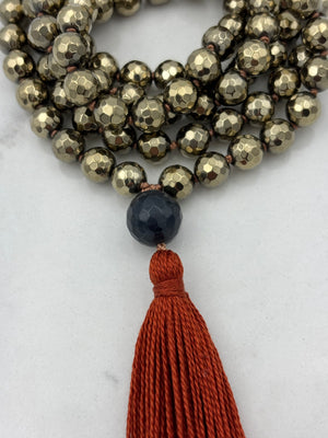 pyrite gemstone mala necklace | radiant malas | handmade in boulder, colorado