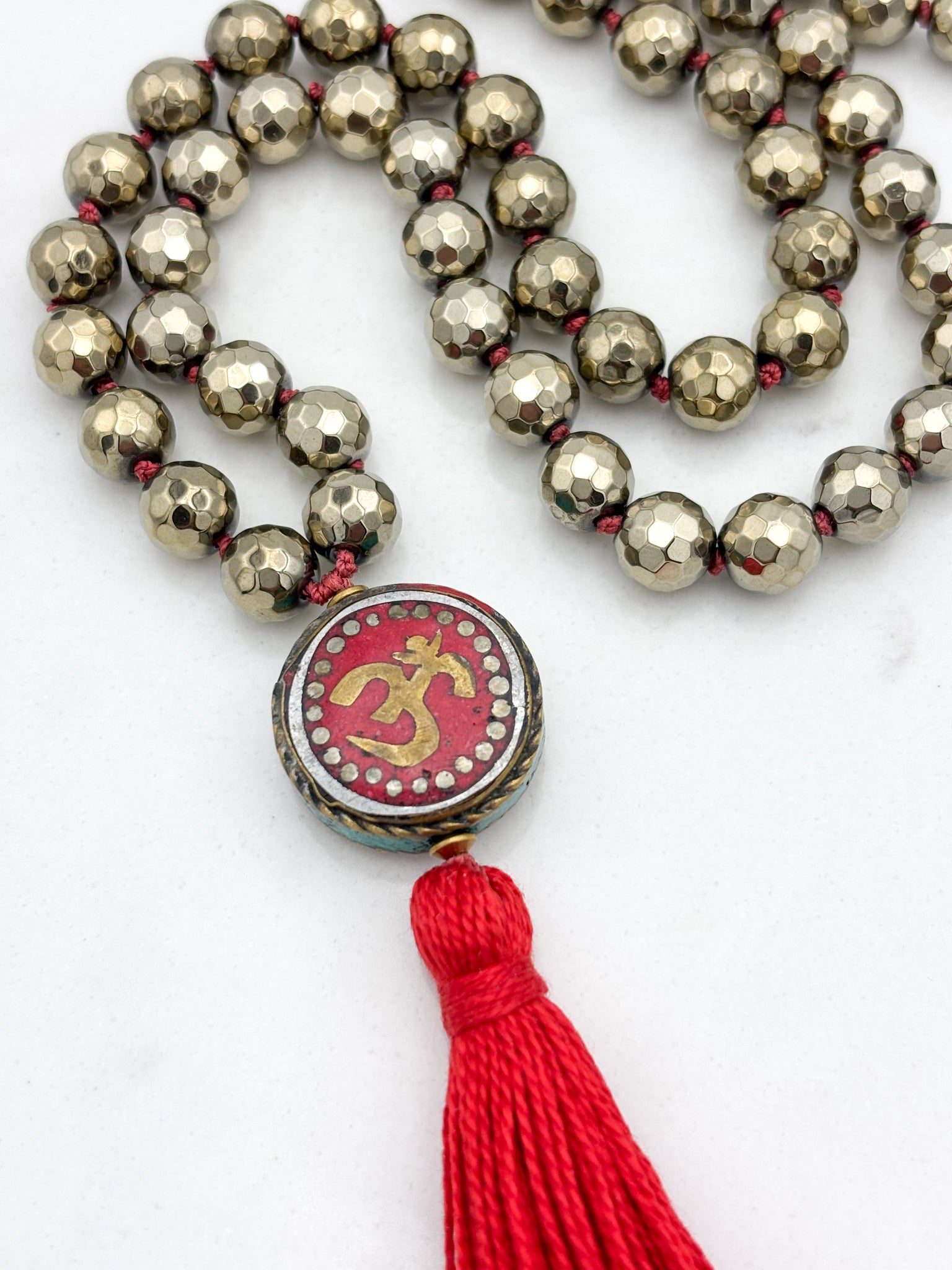 pyrite gemstone mala necklace | radiant malas | handmade in boulder, colorado