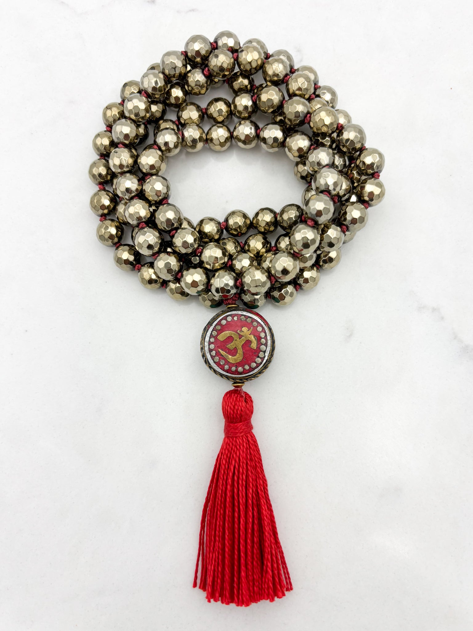 pyrite gemstone mala necklace | radiant malas | handmade in boulder, colorado