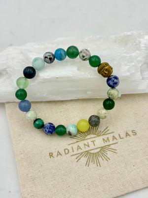 ocean waves turquoise mixed gemstone mala bracelet | intuition | radiant malas | handmade in Boulder Colorado
