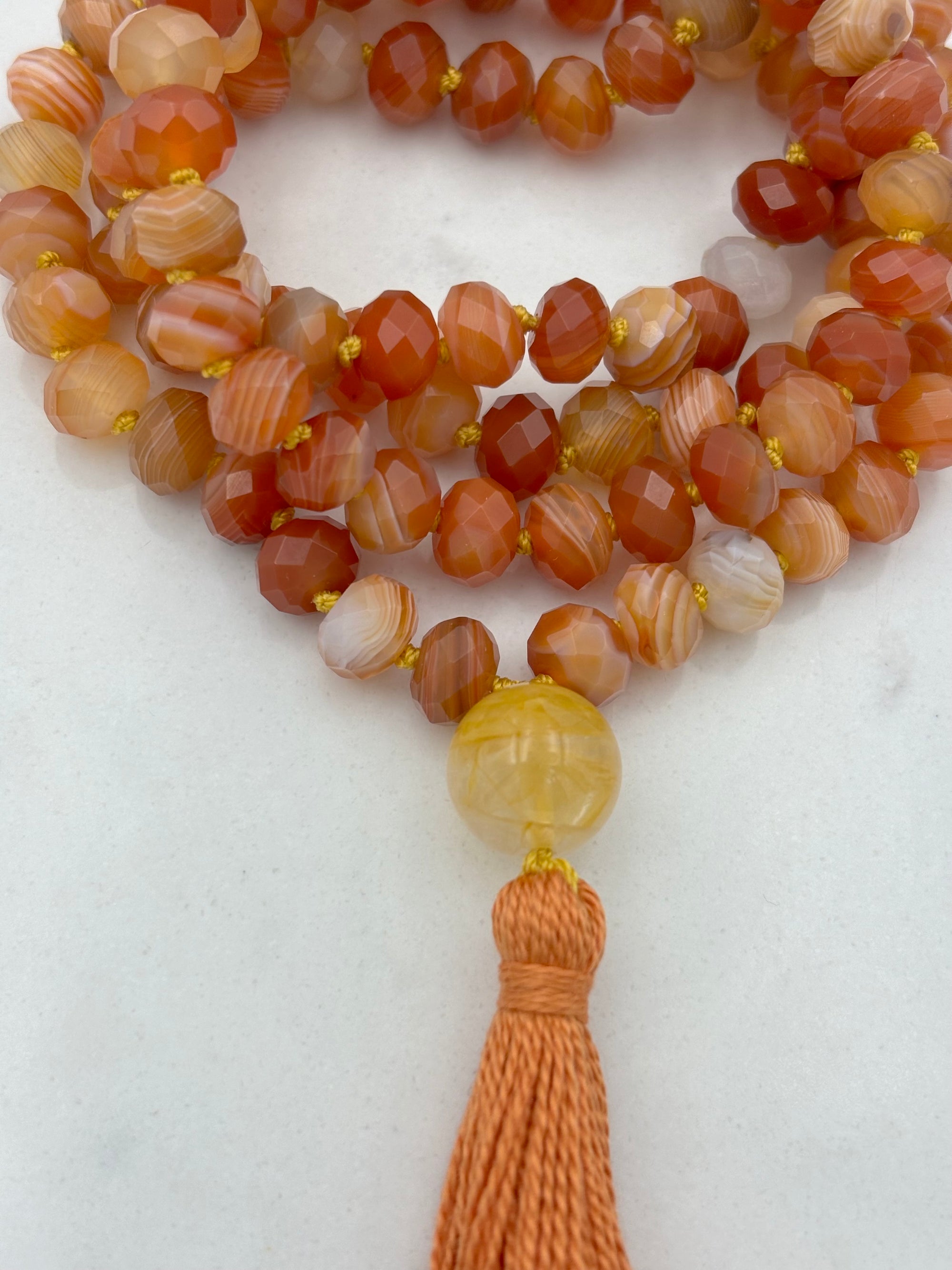 red botswana agate mala necklace | radiant malas | handmade in boulder colorado