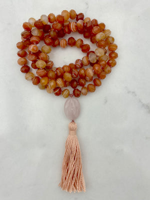 red botswana agate mala necklace | radiant malas | handmade in boulder colorado