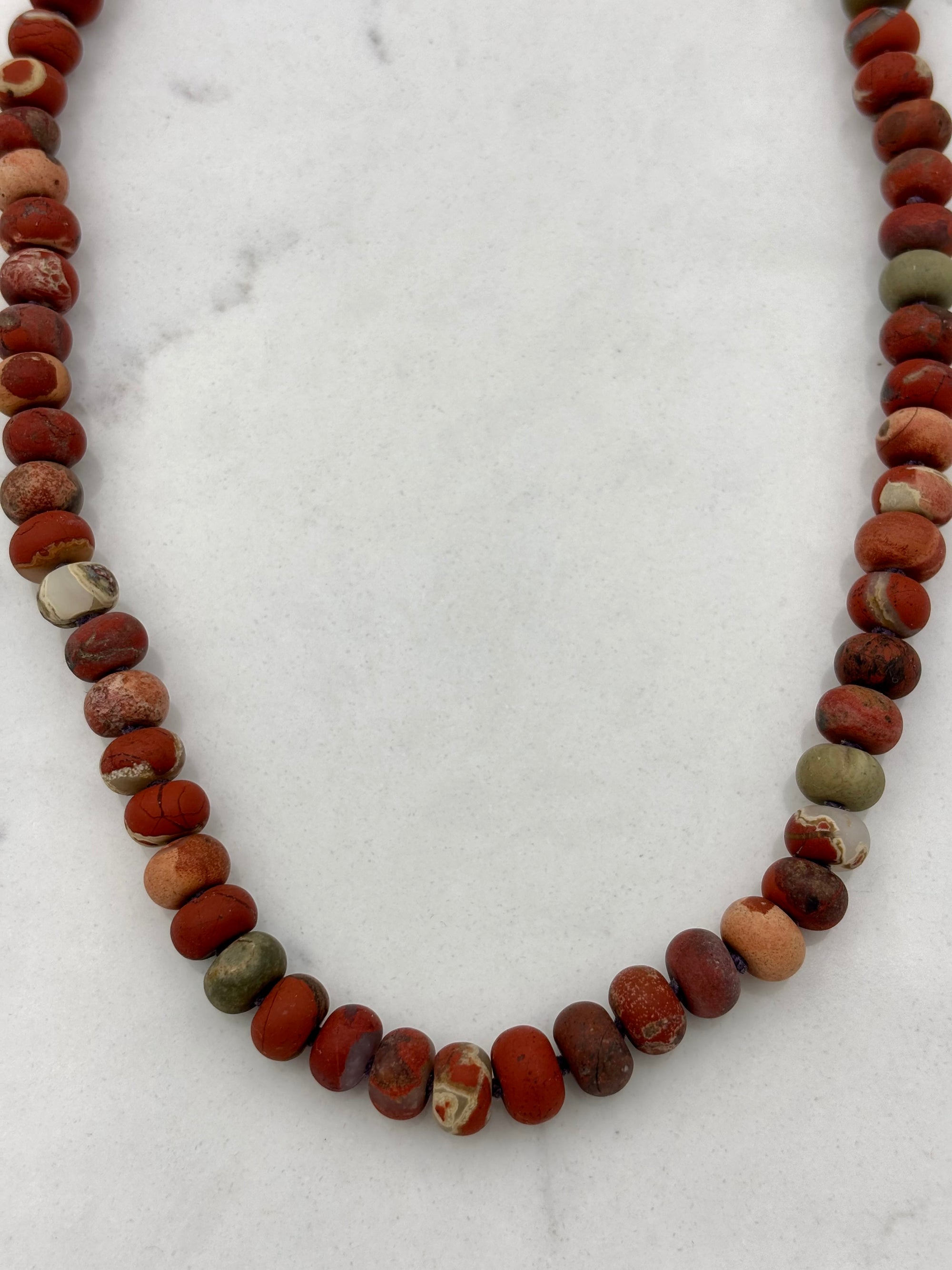 red jasper knotted gemstone necklace | radiant malas | handmade in boulder, Colorado