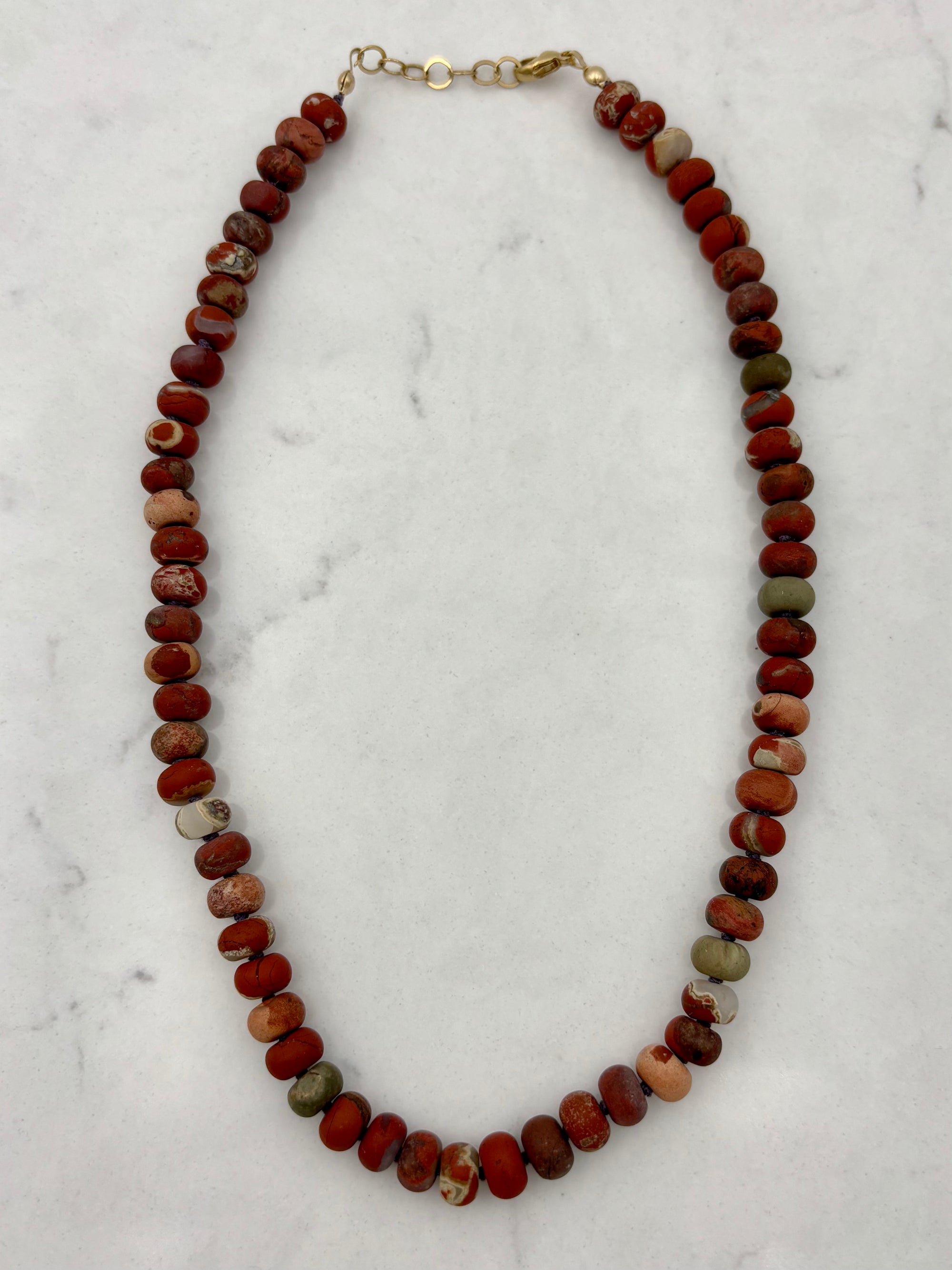 red jasper knotted gemstone necklace | radiant malas | handmade in boulder, Colorado