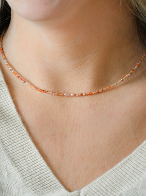 16" red moroccan agate gemstone necklace | radiant malas | handmade in boulder, colorado