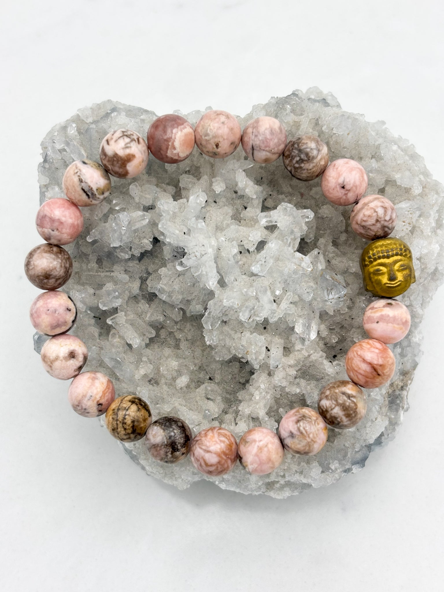 rhodochrosite gemstone bracelet | radiant malas | handmade in boulder, colorado