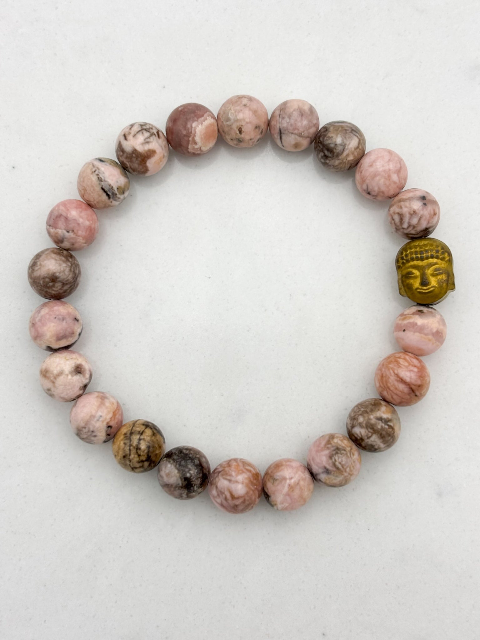 rhodochrosite gemstone bracelet | radiant malas | handmade in boulder, colorado