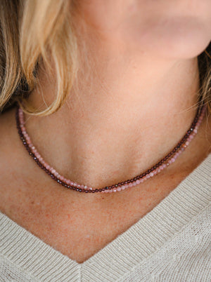 garnet | tiny crystal choker necklace | radiant malas | handmade in boulder colorado