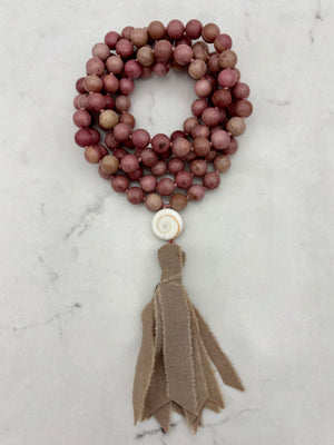 rhodonite gemstone mala necklace | radiant malas | handmade in boulder, colorado