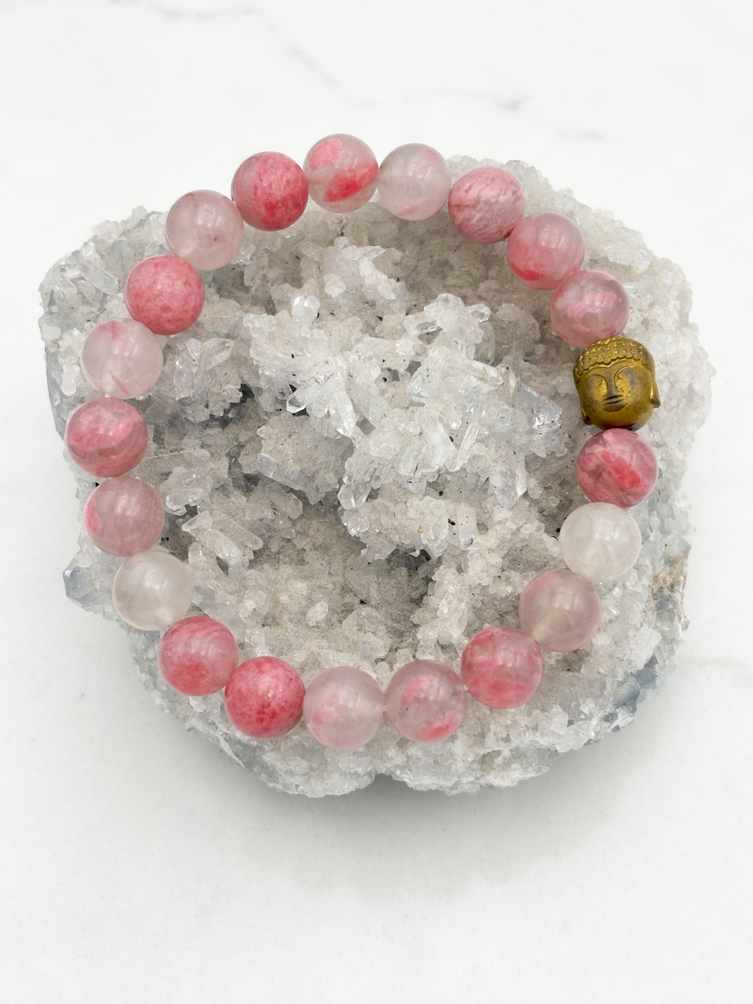 rhodonite gemstone mala necklace | radiant malas | handmade in boulder, colorado