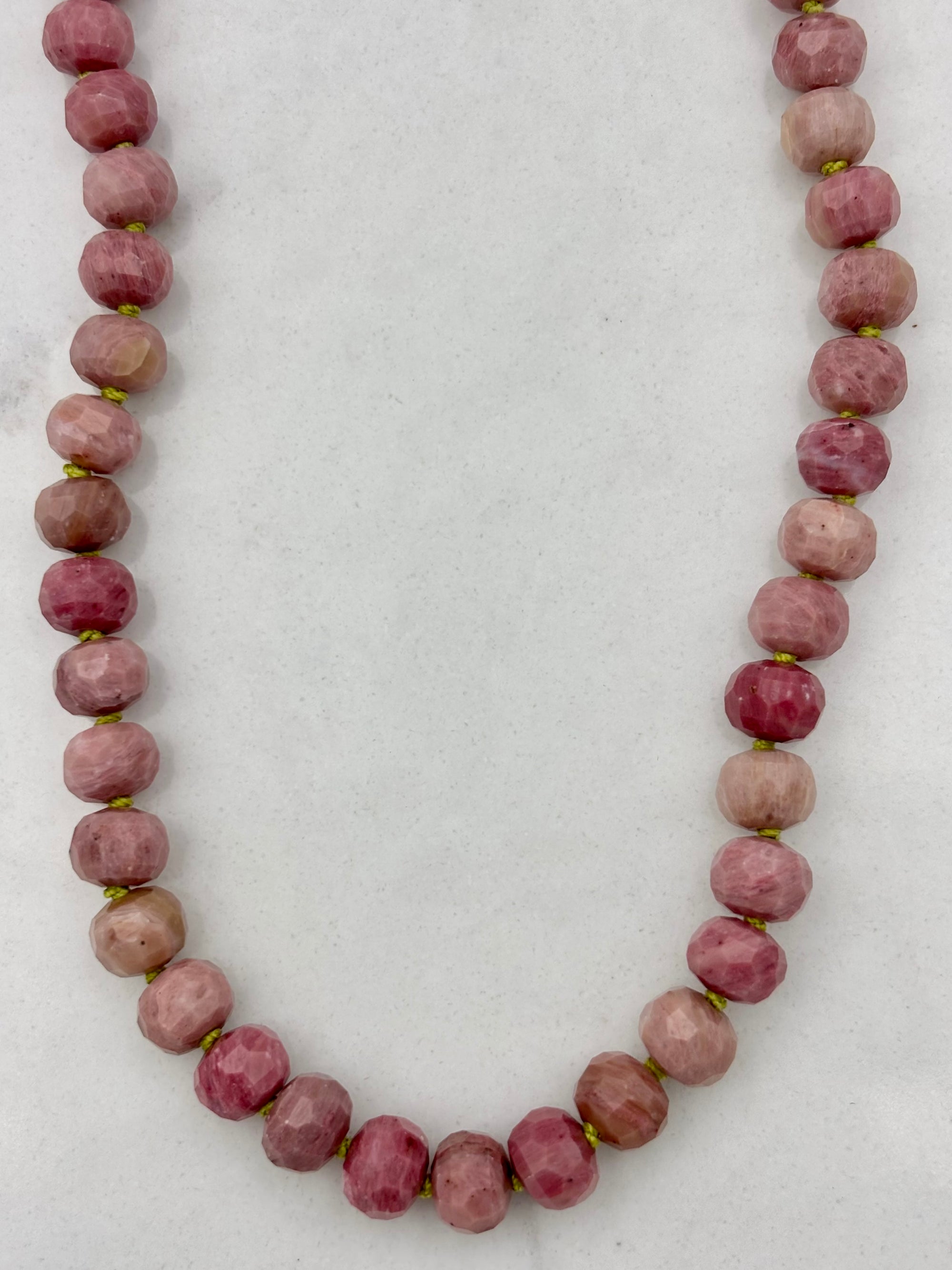 rhodonite knotted gemstone necklace | radiant malas | handmade in boulder, colorado