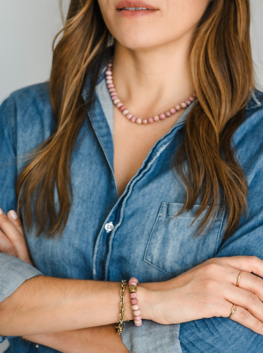 rhodonite knotted gemstone necklace | radiant malas | handmade in boulder, colorado