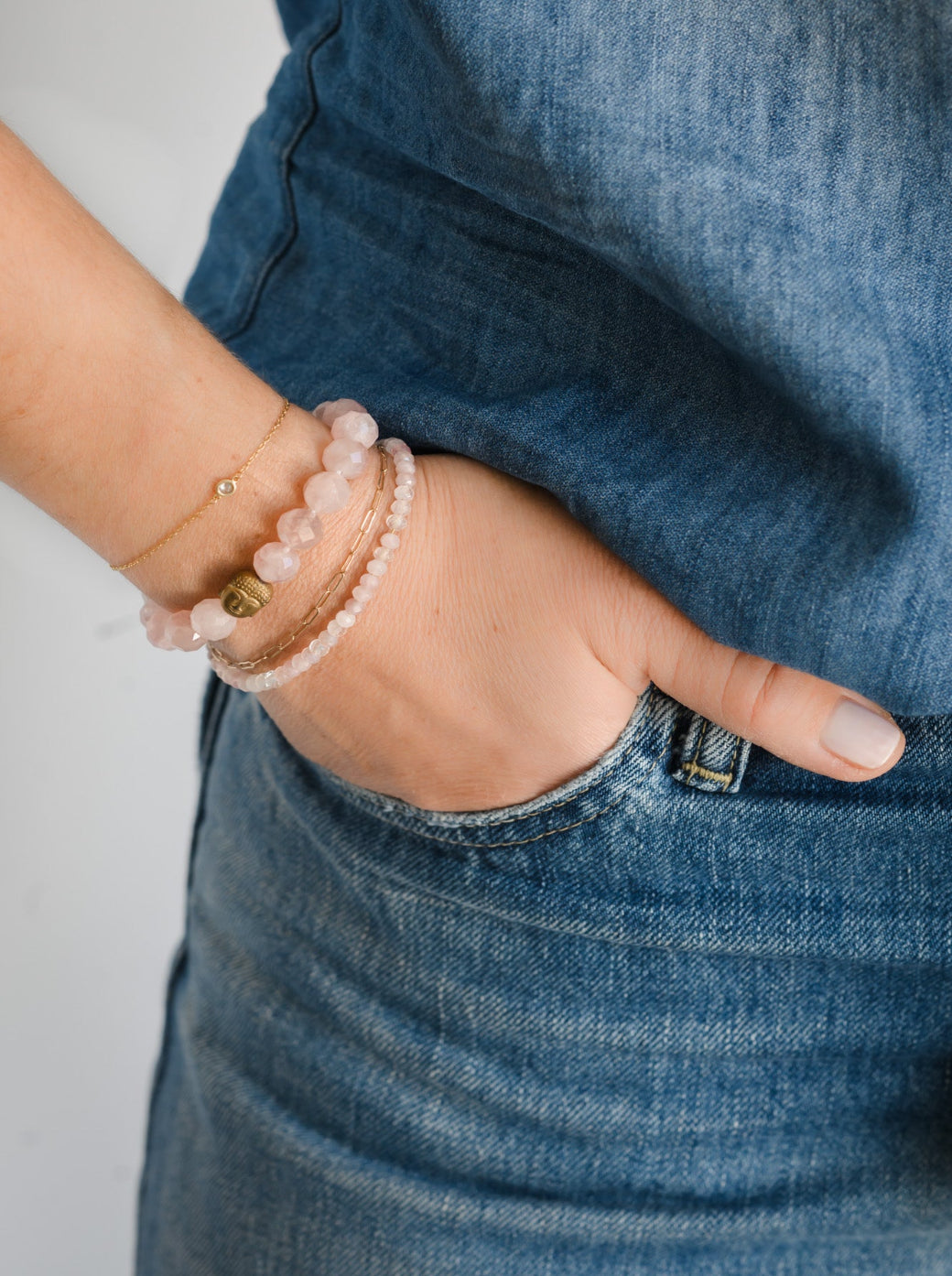 rose quartz gemstone bracelet | radiant malas | handmade in boulder, colorado