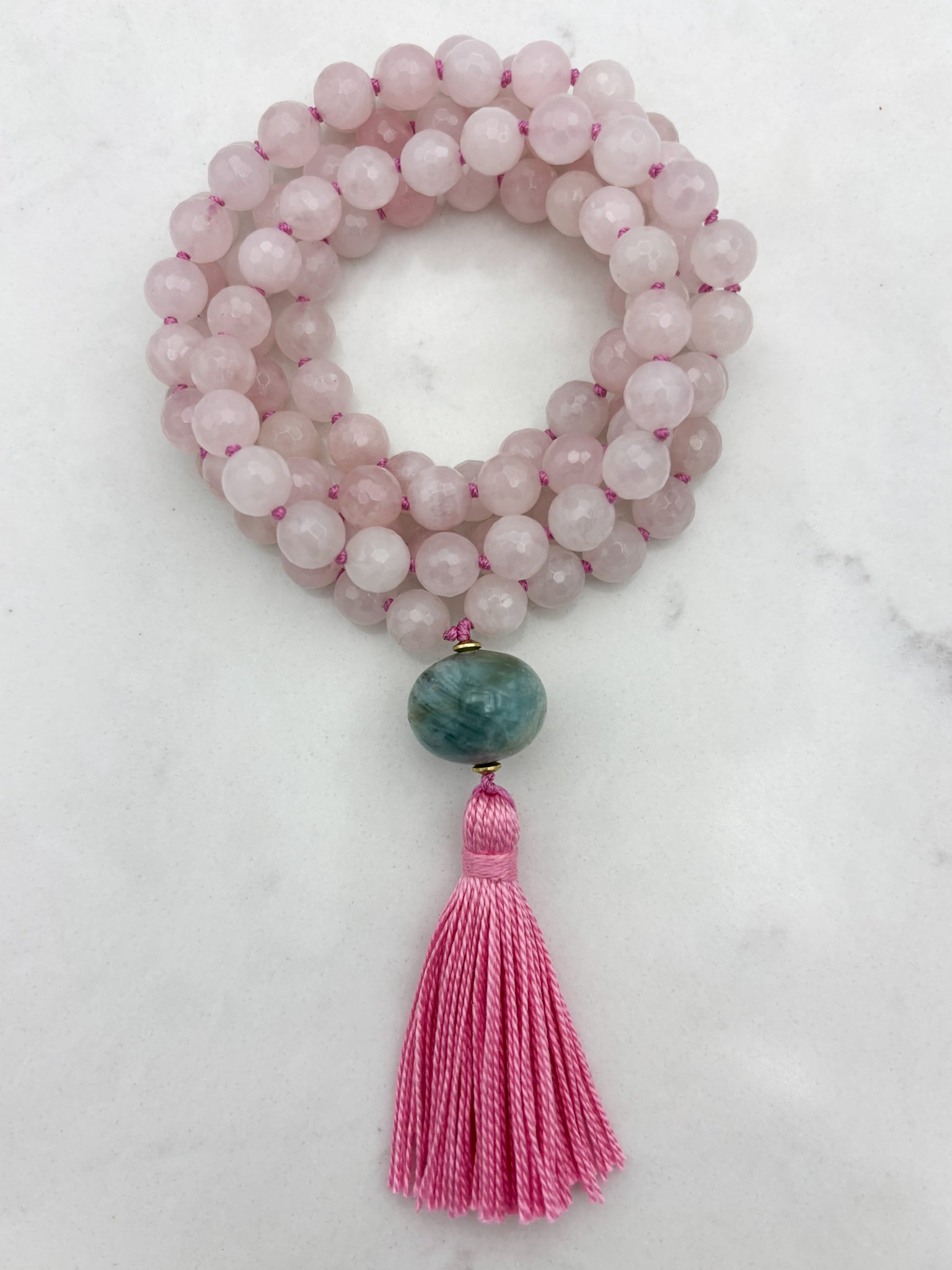 rose quartz gemstone mala | radiant malas | handmade in boulder, colorado