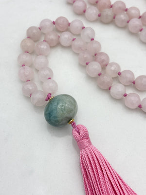 rose quartz gemstone mala | radiant malas | handmade in boulder, colorado