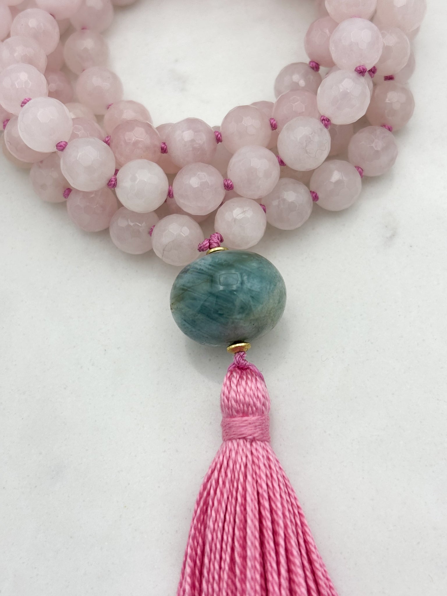 rose quartz gemstone mala | radiant malas | handmade in boulder, colorado