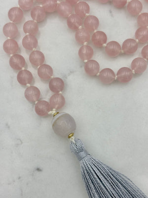 rose quartz gemstone mala necklace | handmade in boulder, colorado | radiant malas 